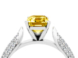 White gold Emerald Cut Diamond Solitaire Engagement Ring with Pavé Band and Four-Prong Setting_4