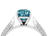 White gold Emerald Cut Diamond Solitaire Engagement Ring with Pavé Band and Four-Prong Setting_4