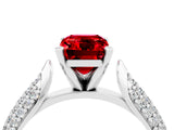 White gold Emerald Cut Diamond Solitaire Engagement Ring with Pavé Band and Four-Prong Setting_4