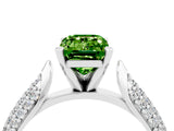 White gold Emerald Cut Diamond Solitaire Engagement Ring with Pavé Band and Four-Prong Setting_4