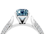 White gold Emerald Cut Diamond Solitaire Engagement Ring with Pavé Band and Four-Prong Setting_4