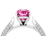 White gold Emerald Cut Diamond Solitaire Engagement Ring with Pavé Band and Four-Prong Setting_4
