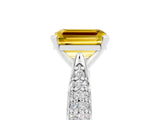 White gold Emerald Cut Diamond Solitaire Engagement Ring with Pavé Band and Four-Prong Setting_5