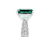 White gold Emerald Cut Diamond Solitaire Engagement Ring with Pavé Band and Four-Prong Setting_5