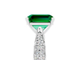 White gold Emerald Cut Diamond Solitaire Engagement Ring with Pavé Band and Four-Prong Setting_5