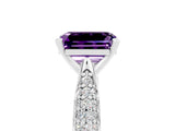 White gold Emerald Cut Diamond Solitaire Engagement Ring with Pavé Band and Four-Prong Setting_5