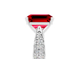 White gold Emerald Cut Diamond Solitaire Engagement Ring with Pavé Band and Four-Prong Setting_5