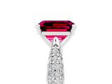 White gold Emerald Cut Diamond Solitaire Engagement Ring with Pavé Band and Four-Prong Setting_5