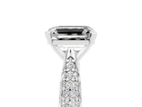 White gold Emerald Cut Diamond Solitaire Engagement Ring with Pavé Band and Four-Prong Setting_5