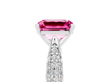 White gold Emerald Cut Diamond Solitaire Engagement Ring with Pavé Band and Four-Prong Setting_5