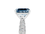 White gold Emerald Cut Diamond Solitaire Engagement Ring with Pavé Band and Four-Prong Setting_5