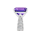 White gold Emerald Cut Diamond Solitaire Engagement Ring with Pavé Band and Four-Prong Setting_5