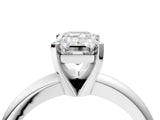 White gold Emerald Cut Diamond Solitaire Engagement Ring with Round Band and Four-Prong Setting_509