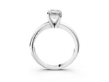 White gold Emerald Cut Diamond Solitaire Engagement Ring with Round Band and Four-Prong Setting_517