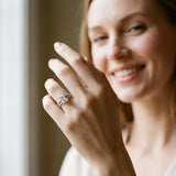 White gold Emerald Cut Diamond Solitaire Engagement Ring with Split Shank Pavé Band_401
