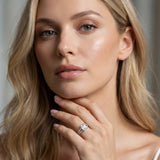 White gold Emerald Cut Diamond Solitaire Engagement Ring with Split Shank Pavé Band_401