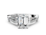 White gold Emerald Cut Diamond Solitaire Engagement Ring with Twisted Pavé Band and Four-Prong Setting_75