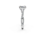 White gold Emerald Cut Diamond Solitaire Engagement Ring with Twisted Pavé Band and Four-Prong Setting_77