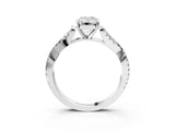 White gold Emerald Cut Diamond Solitaire Engagement Ring with Twisted Pavé Band and Four-Prong Setting_78