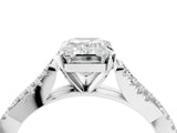 White gold Emerald Cut Diamond Solitaire Engagement Ring with Twisted Pavé Band and Four-Prong Setting_79