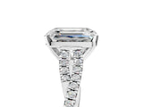 White gold Emerald Cut Diamond Solitaire Engagement Ring with Twisted Pavé Band and Four-Prong Setting_80