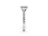 White gold Emerald Cut Diamond Solitaire Pavé Engagement Ring with Round Band and Prong Setting_15