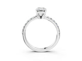 White gold Emerald Cut Diamond Solitaire Pavé Engagement Ring with Round Band and Prong Setting_16