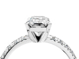 White gold Emerald Cut Diamond Solitaire Pavé Engagement Ring with Round Band and Prong Setting_17