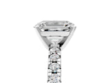 White gold Emerald Cut Diamond Solitaire Pavé Engagement Ring with Round Band and Prong Setting_18