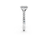 White gold Emerald Cut Diamond Solitaire Pavé Engagement Ring with Round Band and Prong Setting_57
