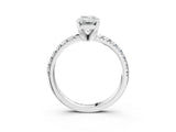 White gold Emerald Cut Diamond Solitaire Pavé Engagement Ring with Round Band and Prong Setting_58