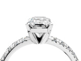 White gold Emerald Cut Diamond Solitaire Pavé Engagement Ring with Round Band and Prong Setting_59