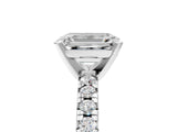 White gold Emerald Cut Diamond Solitaire Pavé Engagement Ring with Round Band and Prong Setting_60