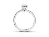 White gold Emerald Cut Diamond Solitaire Pavé Engagement Ring with Round Band and Prong Setting_88