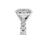 White gold Emerald Cut Diamond Solitaire Pavé Engagement Ring with Round Band and Prong Setting_90