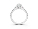 White gold Emerald Cut Diamond Solitaire Ring with Cathedral Setting and Pavé Band_170