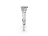 White gold Emerald Cut Diamond Solitaire Ring with Filigree Band and Four-Prong Setting_109