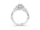 White gold Emerald Cut Diamond Solitaire Ring with Filigree Band and Four-Prong Setting_110