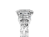 White gold Emerald Cut Diamond Solitaire Ring with Filigree Band and Four-Prong Setting_112