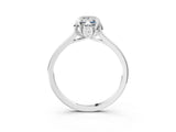 White gold Emerald Cut Diamond Solitaire Ring with Flower Prong Setting and Classic Band_343