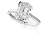 White gold Emerald Cut Diamond Solitaire Ring with Flower Prong Setting and Classic Band_70