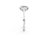 White gold Emerald Cut Diamond Solitaire Ring with Flower Prong Setting and Classic Band_71