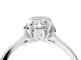 White gold Emerald Cut Diamond Solitaire Ring with Flower Prong Setting and Classic Band_73