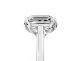 White gold Emerald Cut Diamond Solitaire Ring with Flower Prong Setting and Classic Band_74