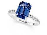 White gold Emerald Cut Diamond Solitaire Ring with Four-Prong Setting and Pavé Band_1