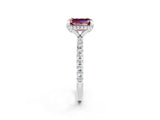 White gold Emerald Cut Diamond Solitaire Ring with Four-Prong Setting and Pavé Band_2