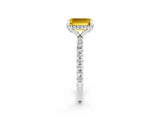 White gold Emerald Cut Diamond Solitaire Ring with Four-Prong Setting and Pavé Band_2