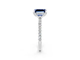 White gold Emerald Cut Diamond Solitaire Ring with Four-Prong Setting and Pavé Band_2