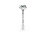 White gold Emerald Cut Diamond Solitaire Ring with Four-Prong Setting and Pavé Band_2