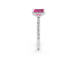 White gold Emerald Cut Diamond Solitaire Ring with Four-Prong Setting and Pavé Band_2